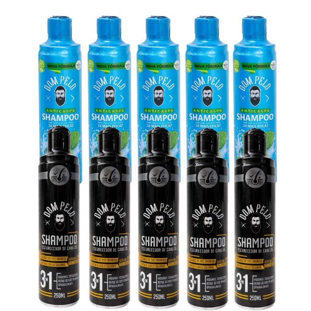 Kit 10 Shampoos Dom Pelo – 5 Anticaspa + 5 Escurecedor -  Revenda e Uso diário | Envio imediato