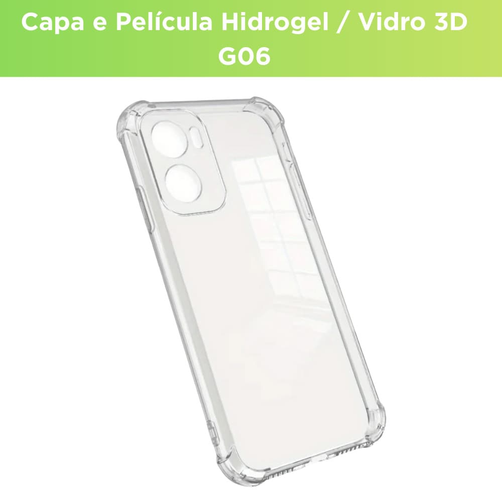 Capa Capinha Case Anti Impacto Transparente Para Motorola G06 E Película 3D ou Hidrogel Premium