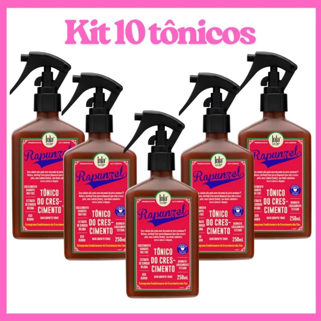 Kit Lojista 10x Tônico Rapunzel 250ml Lola Cosmetics | Crescimento Acelerado & Menos Queda