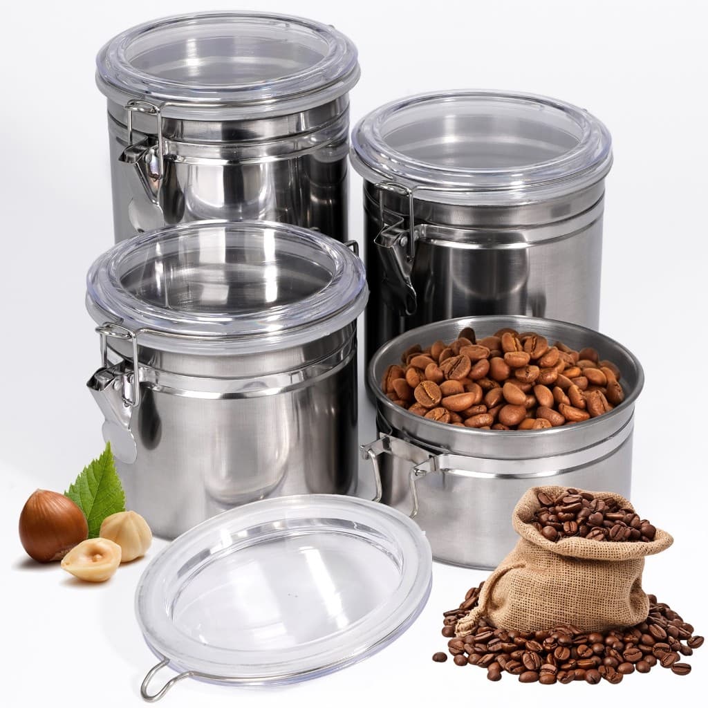 Kir 4 Conjunto  Porta Mantimentos Herméticos Inox – Organização e Conservação