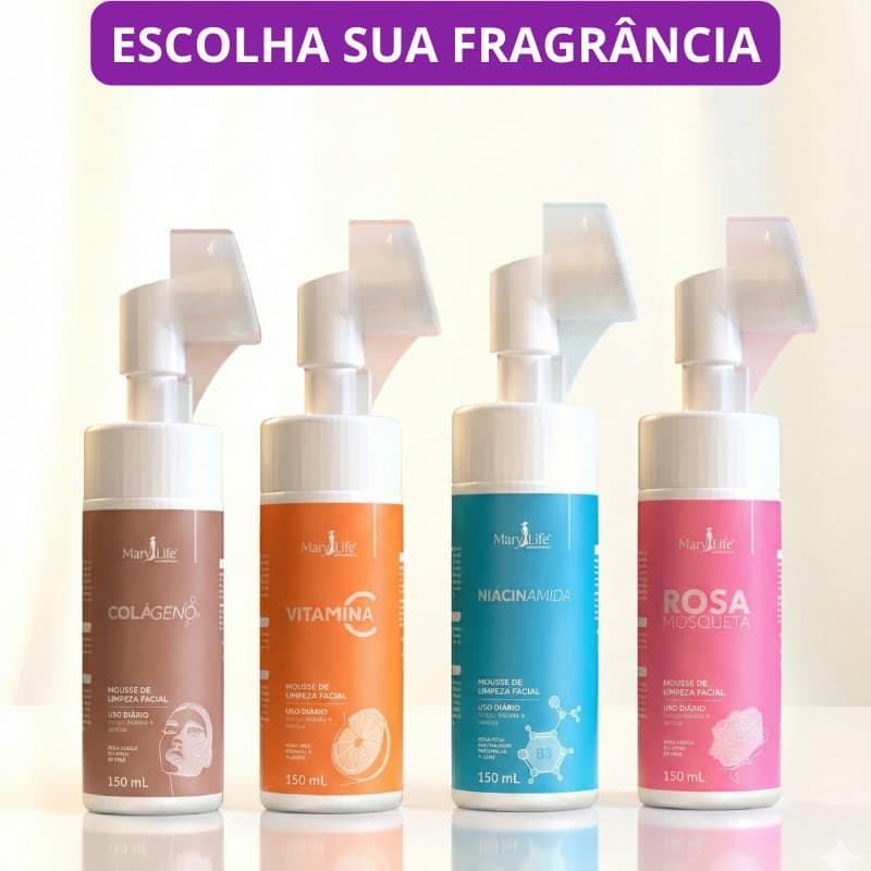 Sabonete facial Mousse de limpeza facial Rosa mosqueta Mary Life 150ml