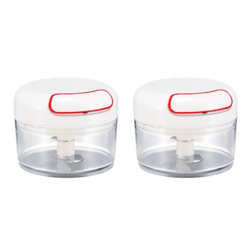 Mini Processador Triturador Alimentos Manual Inox 2 Lâminas Picador Cortador Carne Legumes Alho Portátil Multiuso