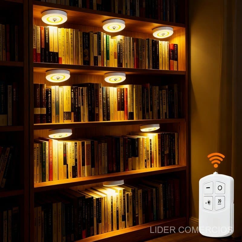 3/6/9 Pcs Lampada Luminaria Led Spot Sem Fio Controle Remoto Luz LED