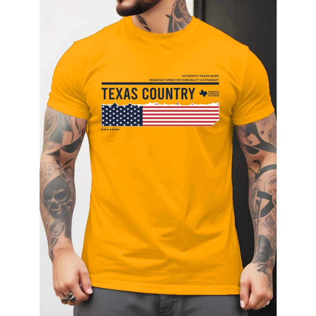 Camisa Masculina Country Estilo Texas Farm Country Boiadeiro Rodeio Camiseta Plus Size 100%Algodão