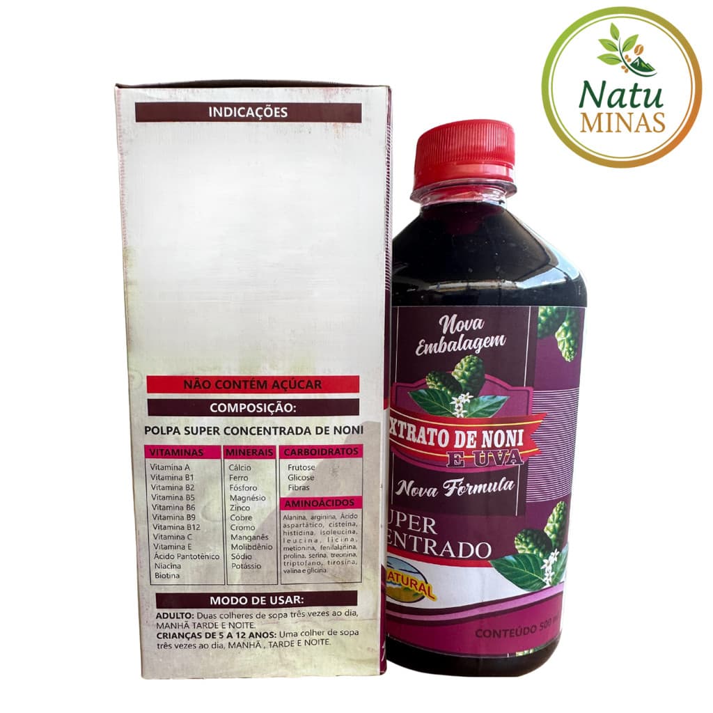 3 Extrato de Noni Vitamínico 500ml Sabor Uva - Promoção