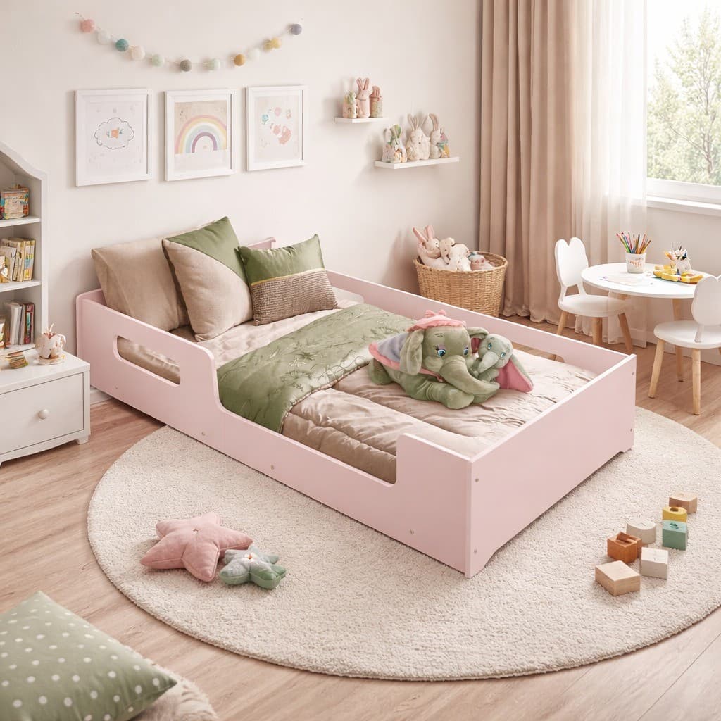 Cama Montessoriana Solteiro Rainha 100% Mdf P/Colchão 188x88 - Rosa