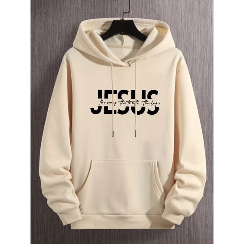 Moletom Masculino Canguru Evangélico Jesus Com Capuz e Bolso