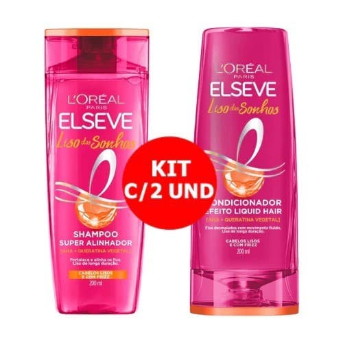 KIT ELSEVE LISO DOS SONHOS C/ 1 SHAMPOO 200ML + 1 CONDICIONADOR 200ML