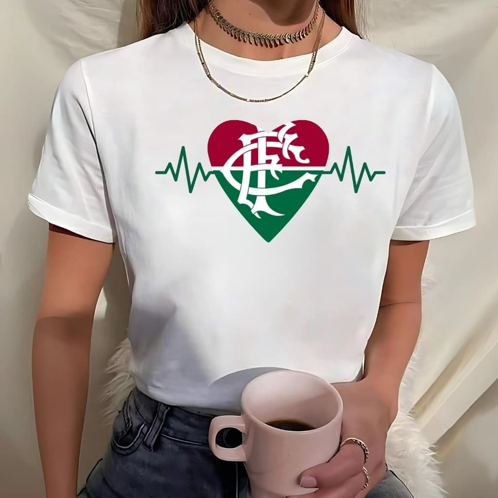 Camiseta T shirt Do Fluminense Baby Look Branca - Camisa Do Fluzao