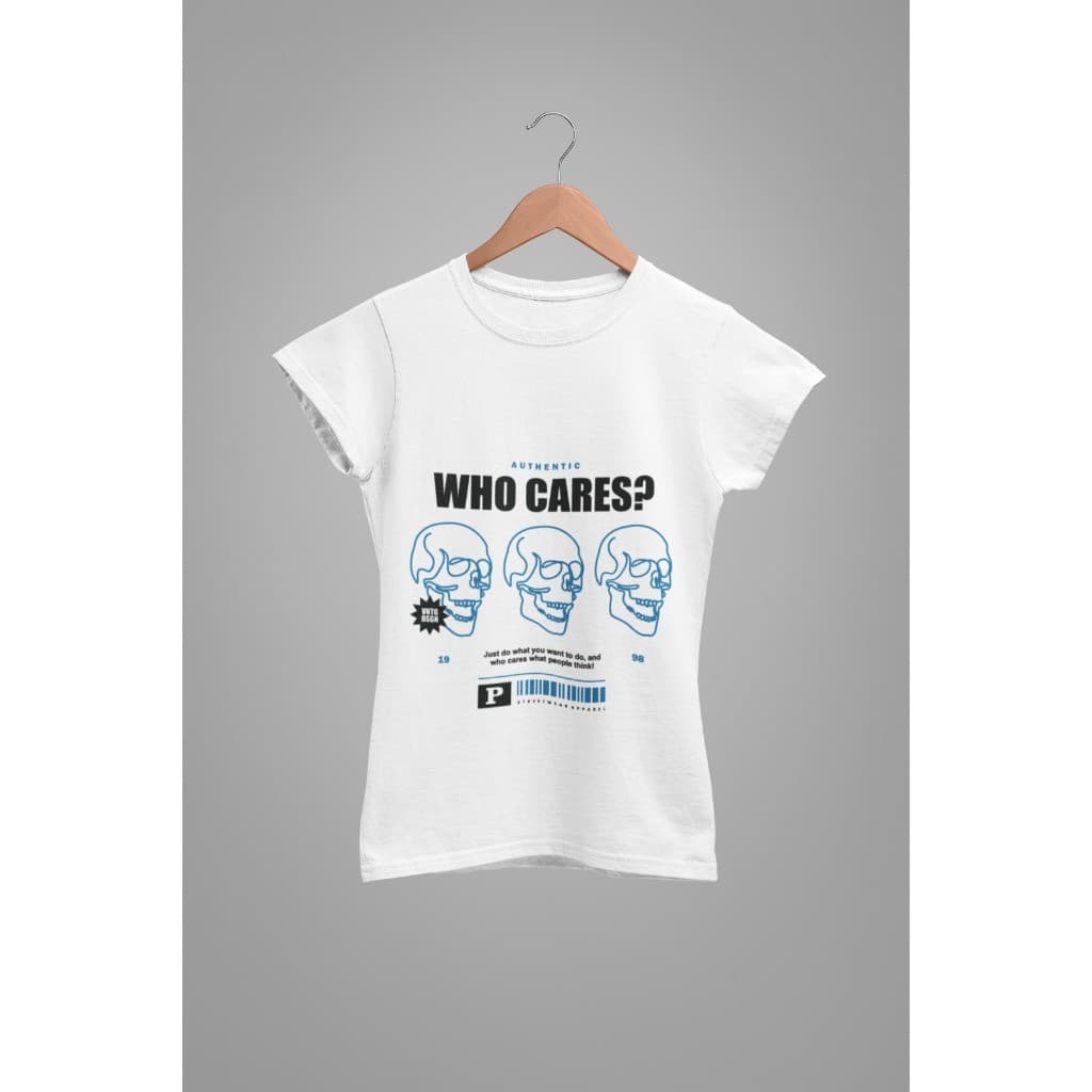 Babylook WHO CARES  Estilo Streetwear / Estampa Caveira / Moda Alternativa Y2K