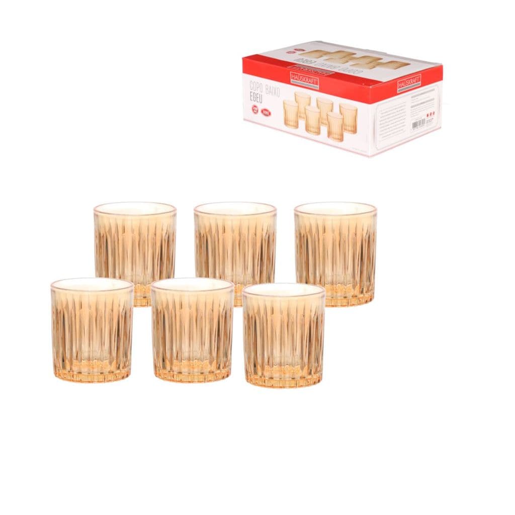 Jogo 6 Copos Baixo Egeu Ambar 330ml - Hauskraft
