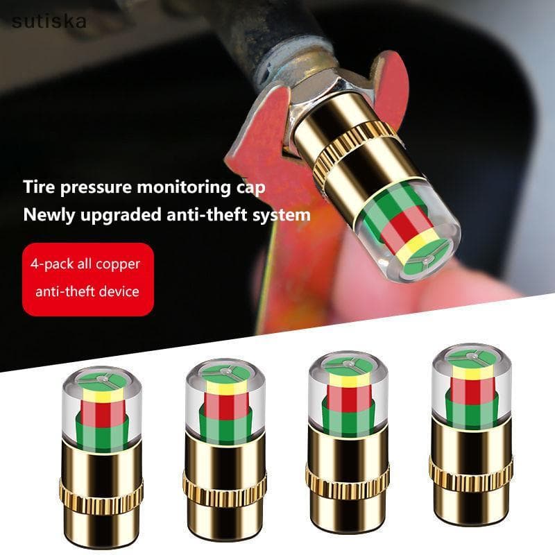 sutiska 1 Conjunto DIY Acessórios Medidor De Pressão Dos Pneus Do Carro Indicador Alerta Monitoramento Tampa Da Válvula