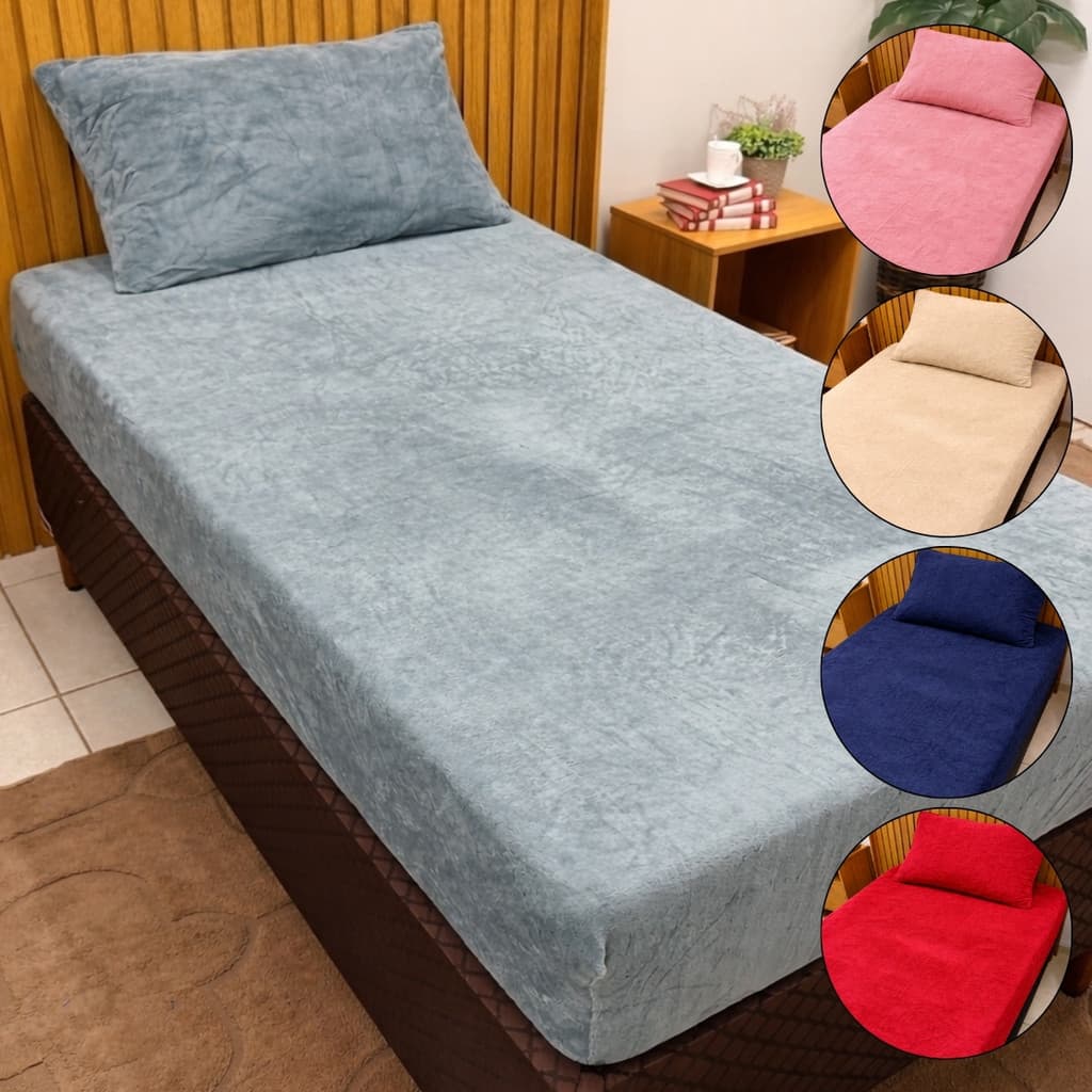 Jogo De Lençol Plush Solteiro 2 Peças Manta Soft Cama Box Felpudo