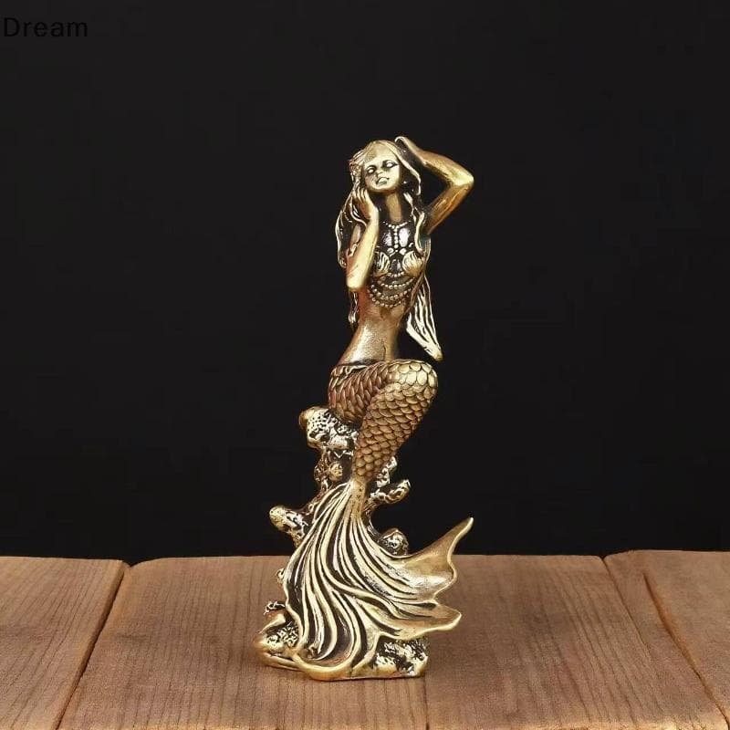 < Dream > Mini Estatueta De Sereia De Latão , Personagem De Conto De Fadas , Estátua De Princesa , Decoração Criativa De