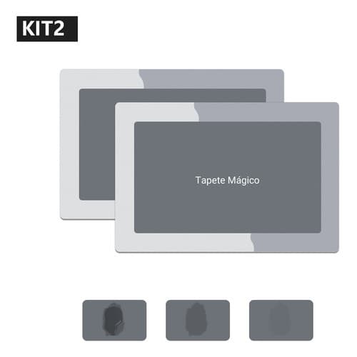 Kit 2 Tapete Banheiro Antiderrapante Absorvente Magico 40x60 cm Cinza Geométrico