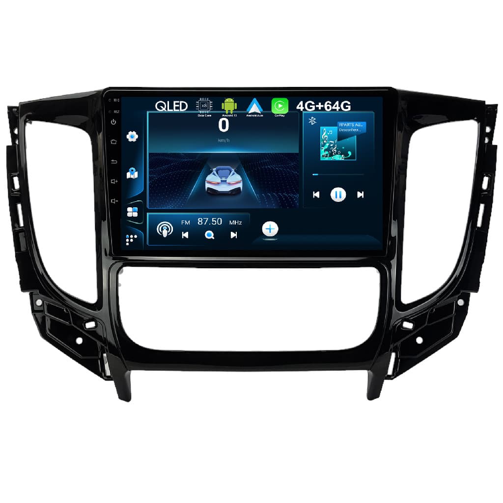 Kit Multimidia 9 Polegadas Mitsubishi L200 Triton G5 2018 a 2024 Ar Digital Black Piano