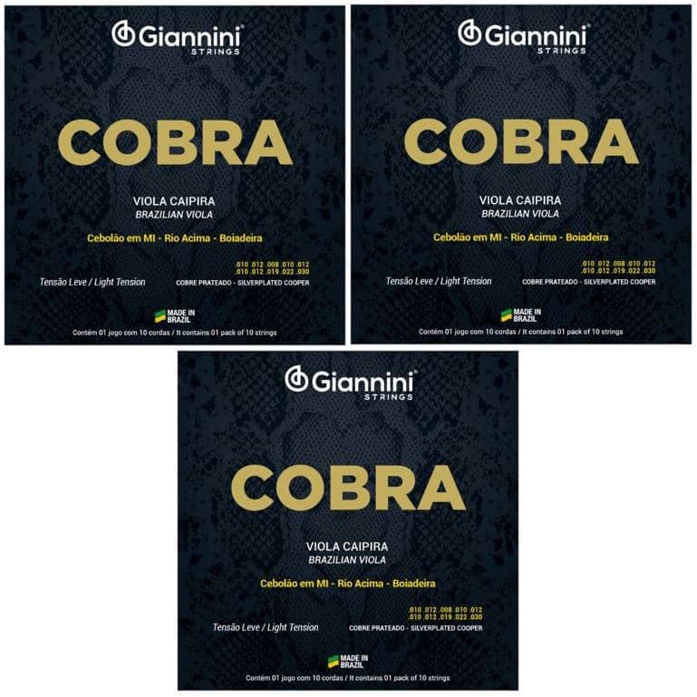 Encordoamento Leve Viola Caipira Giannini Cobra Cebolão em MI GESVL - 3 Jogos