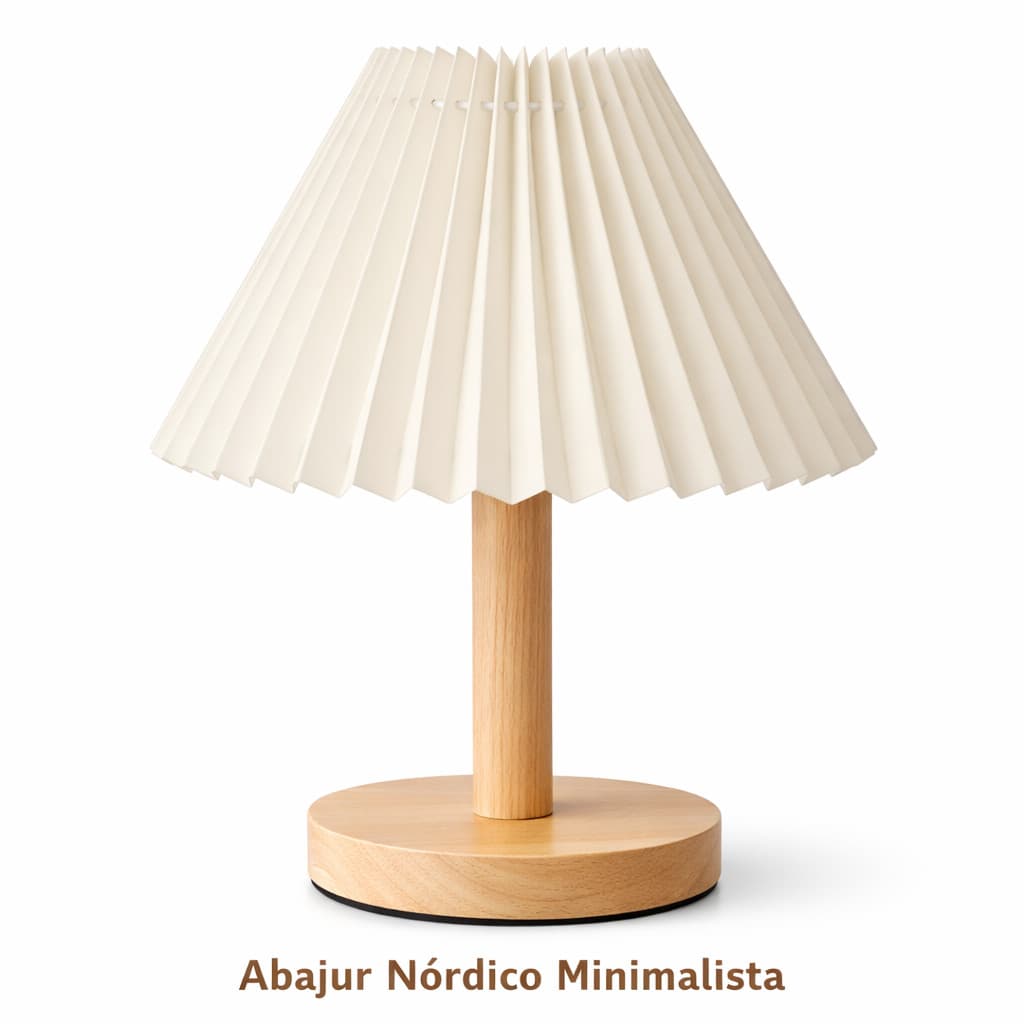 Abajur de Mesa LED USB Estilo Nórdico Minimalista Luz Quente Base Madeira Luminária Decorativa Quarto Cabeceira