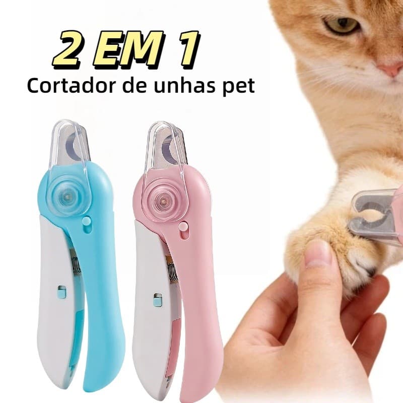 Cortador De Unhas Para Cães e Gatos Kit Alicate e Lixa Com Luz de Led Tesoura Completa
