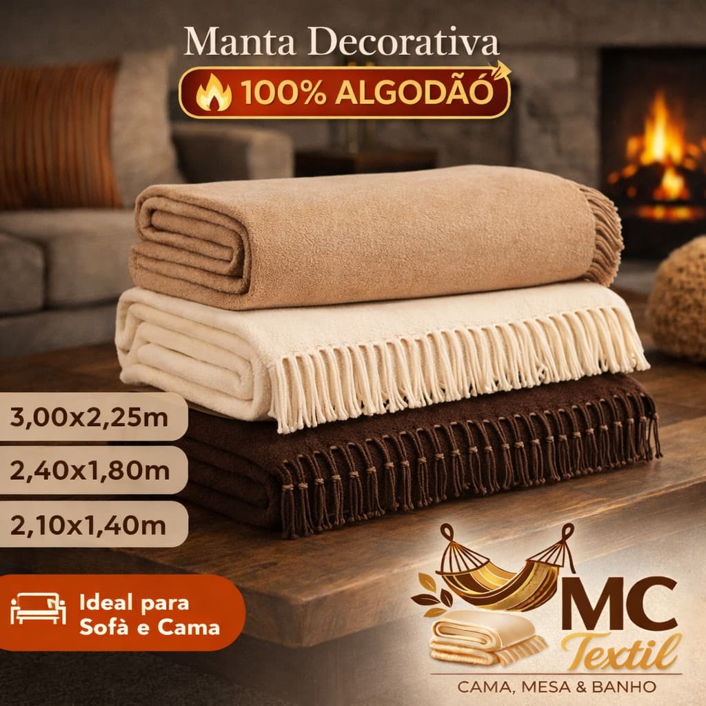 Manta Sofá Gigante VARIOS TAMANHOS — Luxo Premium, Fibra, Algodão Para Cama, Decoração e Conforto