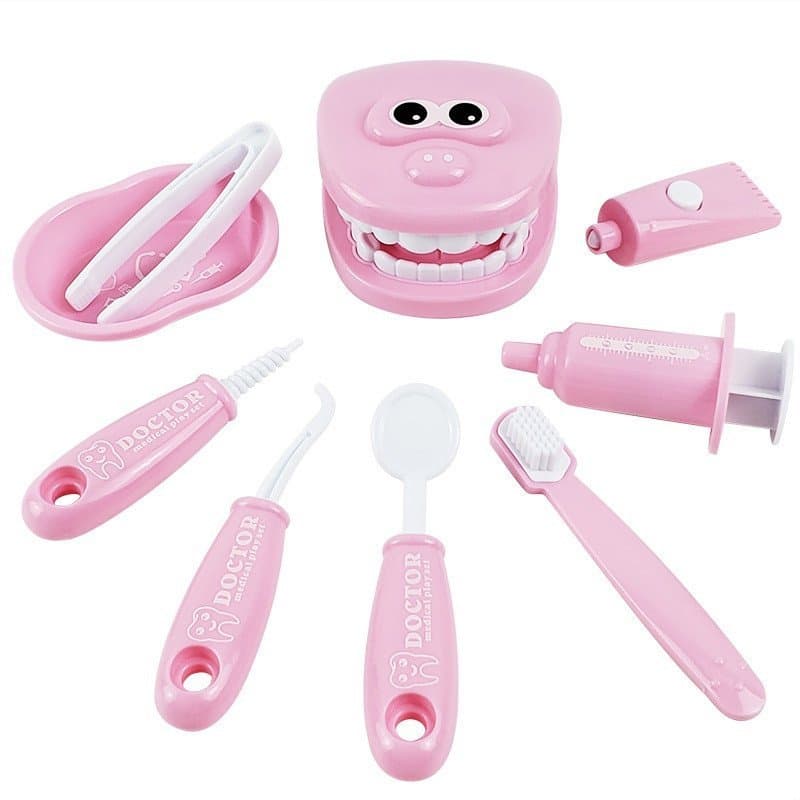 9 Pçs/Set Crianças Fingir Jogar Dentista Cheque Os Dentes Modelo Conjunto Kit Médico Brinquedos Educativos Bebê Jogo Sim