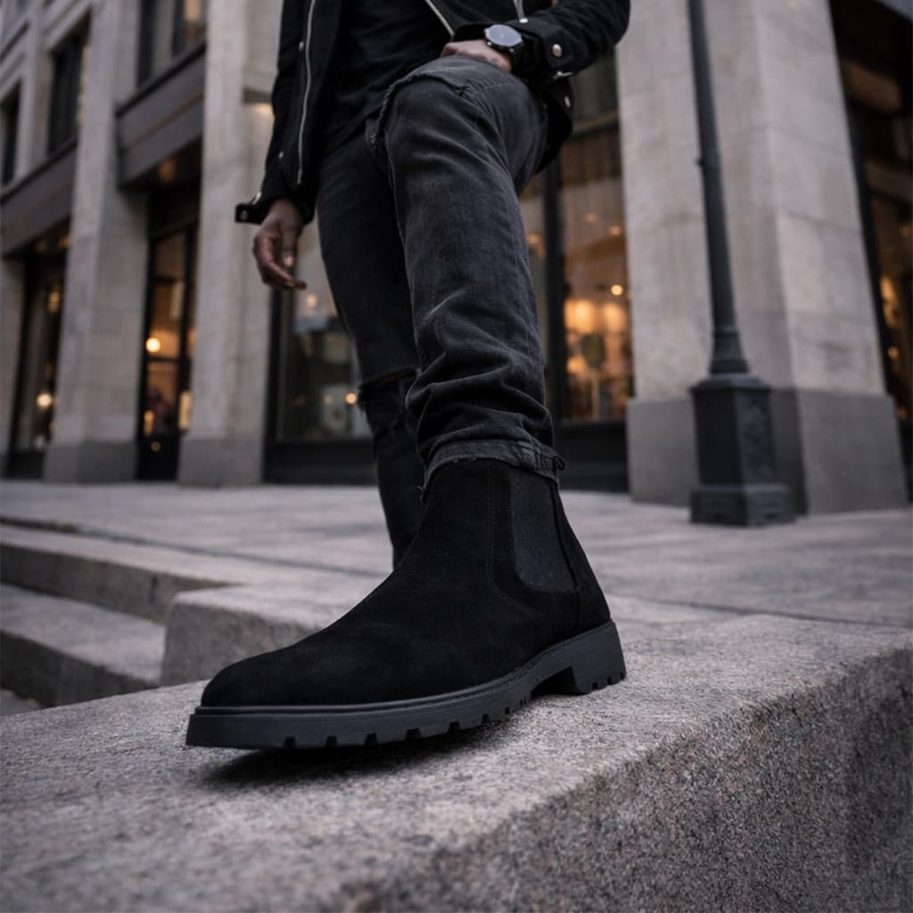 Bota Chelsea Masculina Casual Camurça Sola Tratorada Confortável