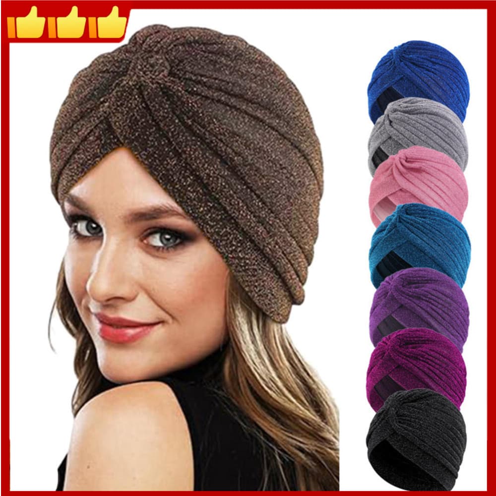 Chapéu Turbante Com Nó Torcido Da Moda | Headwrap De Malha Brilhante Para Roupas Casuais , Festas E Acessórios De Cabelo
