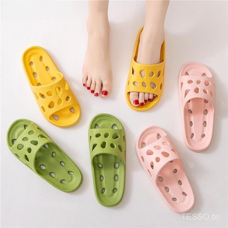 Chinelo De Chuveiro Do Banheiro Oco Para Fora Slides Verão Eva Sapatos Macios Anti-Deslizamento Flip Flops Casal Sandáli