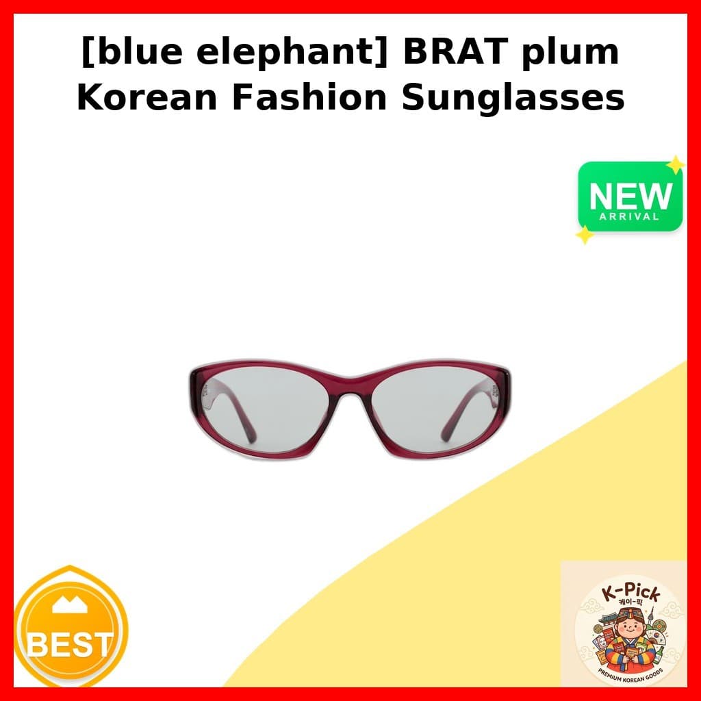 [Elefante Azul] Óculos De Sol Da Moda Coreana BRAT Ameixa/Coreanos/Armação Olho De Gato/100 % Genuíno Por k_pick