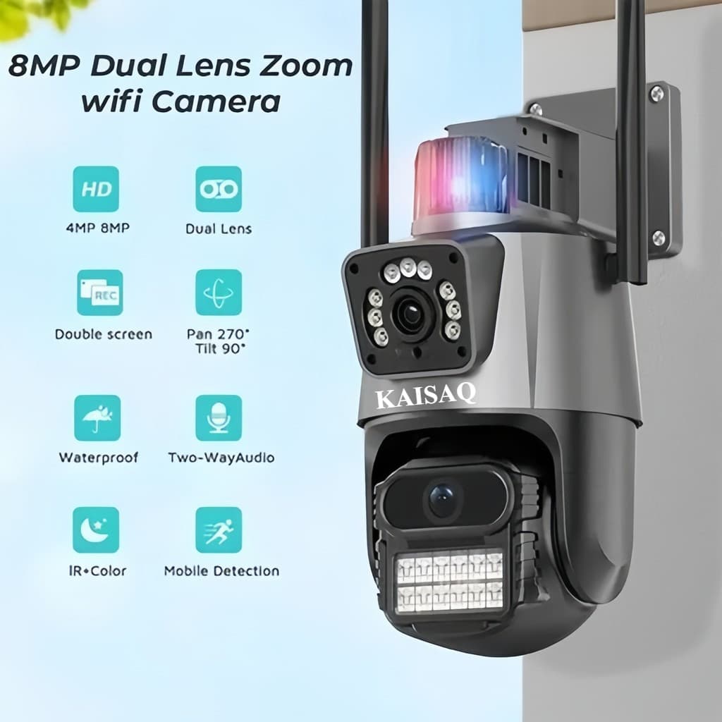 Camera Segurança Externa Lente Dupla 4k 6mp Sirene Policial, com sirene policia