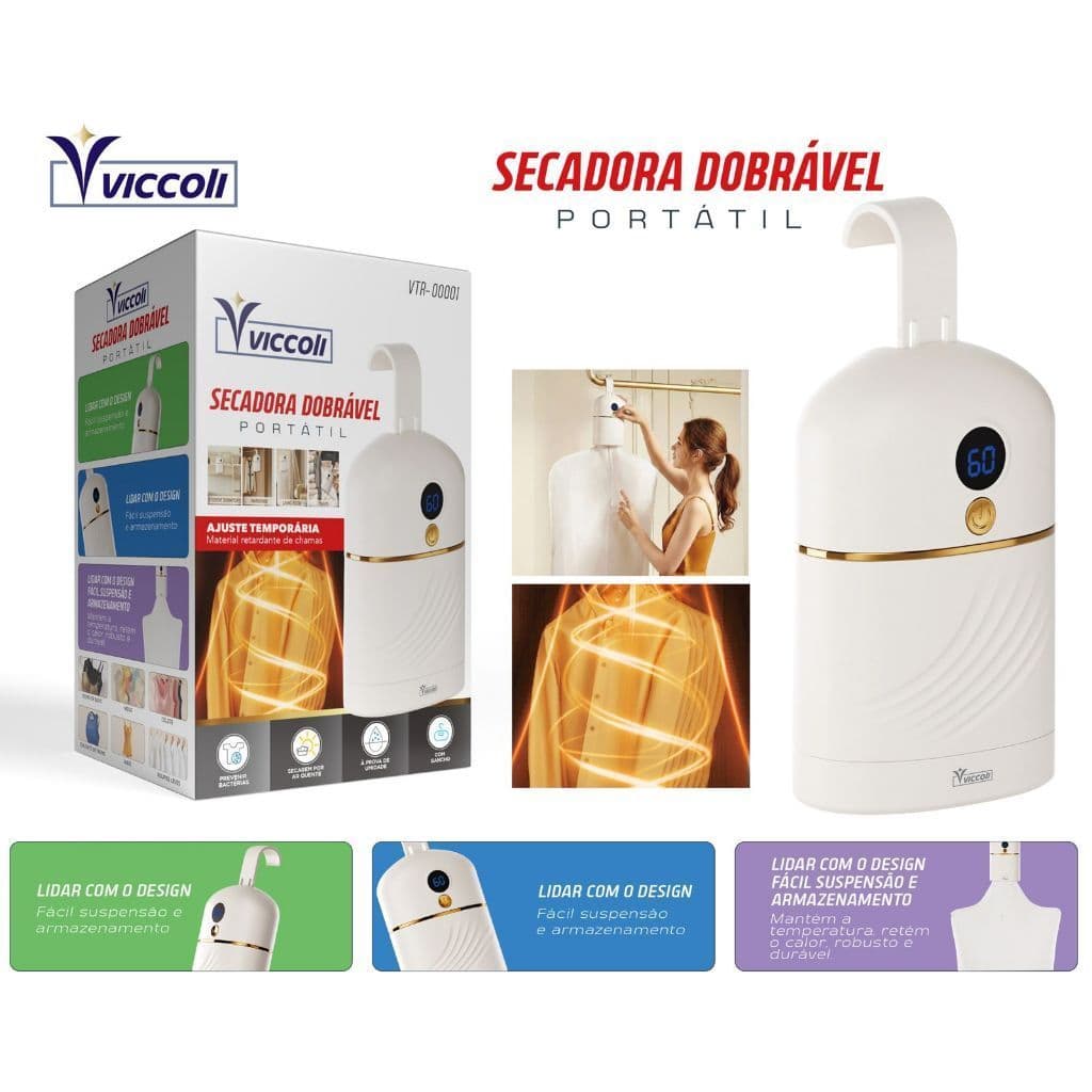 Mini Secador de Roupa Camisa Portátil Aquecedor Elétrico Varal Digital