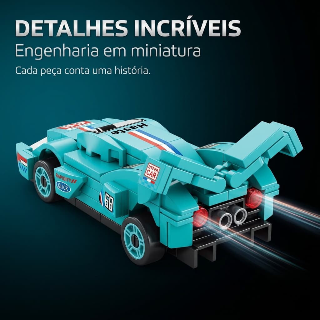Miniatura Carro de Corrida Blocos de Montar Alta Precisão 80 Peças Colecionável