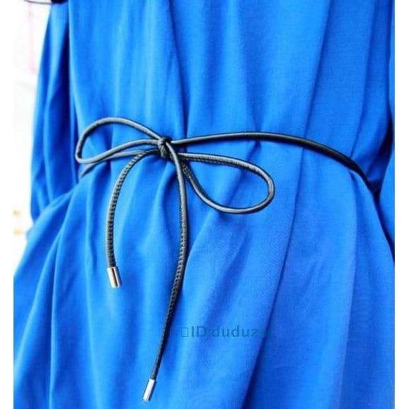 Cinto de corda de couro preto couro do plutônio corda de cintura cinto fino versão coreana feminino doce cor atada cinto