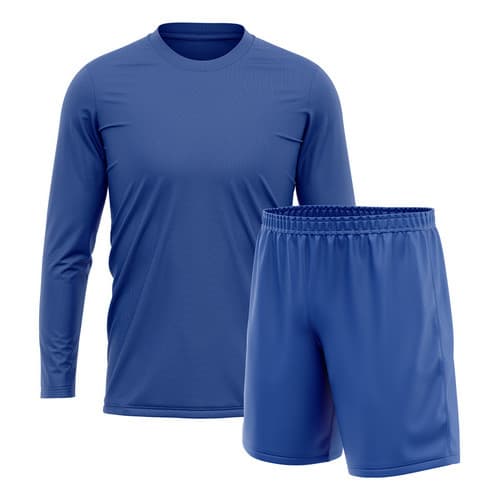 Kit Short Azul + Camiseta Masculina Manga Longa Treino