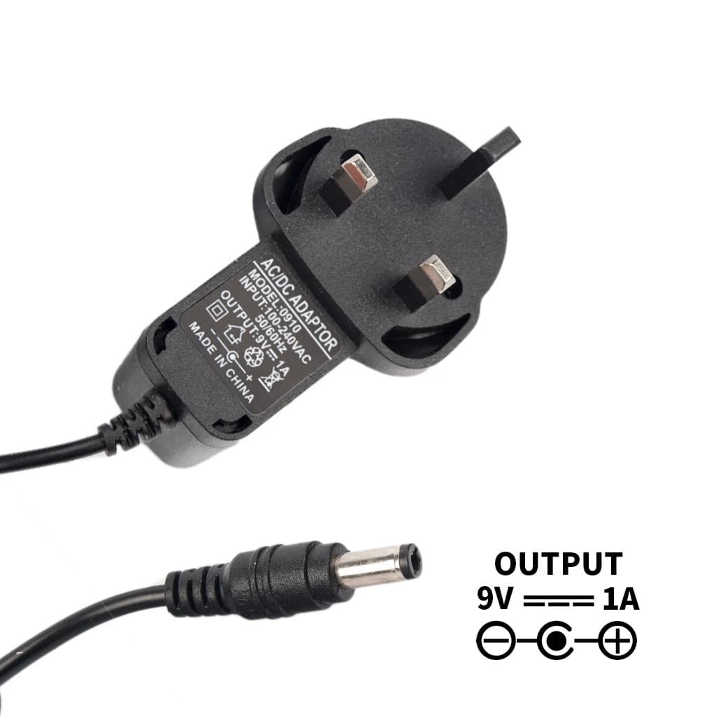 9V1A Reino Unido Fonte De Alimentação Adaptador Carregador Preto Para Efeitos Guitarra Pedal Peças Plug Acessórios