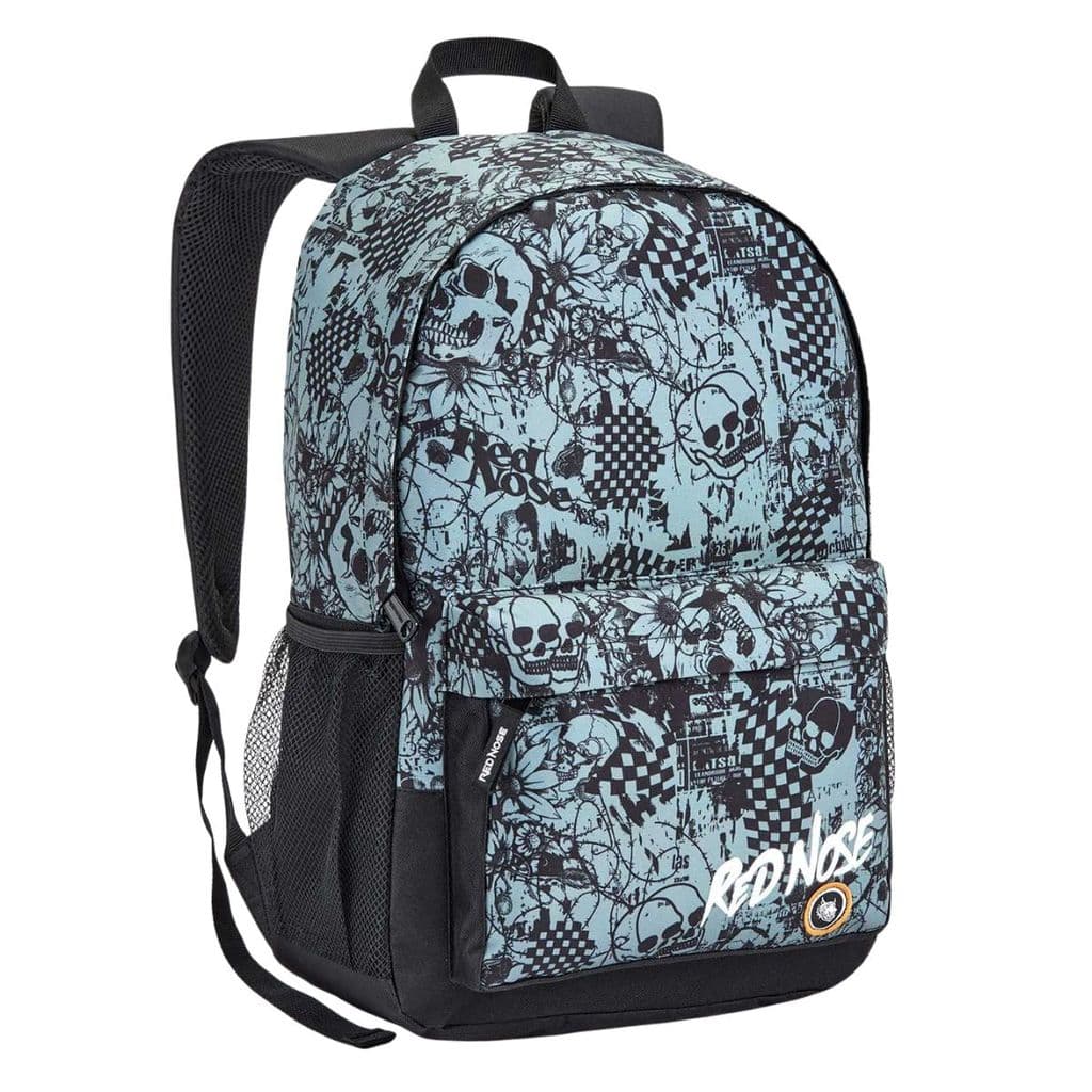 Mochila Costas Red Nose Masculina Casual Cinza Caveira Escolar
