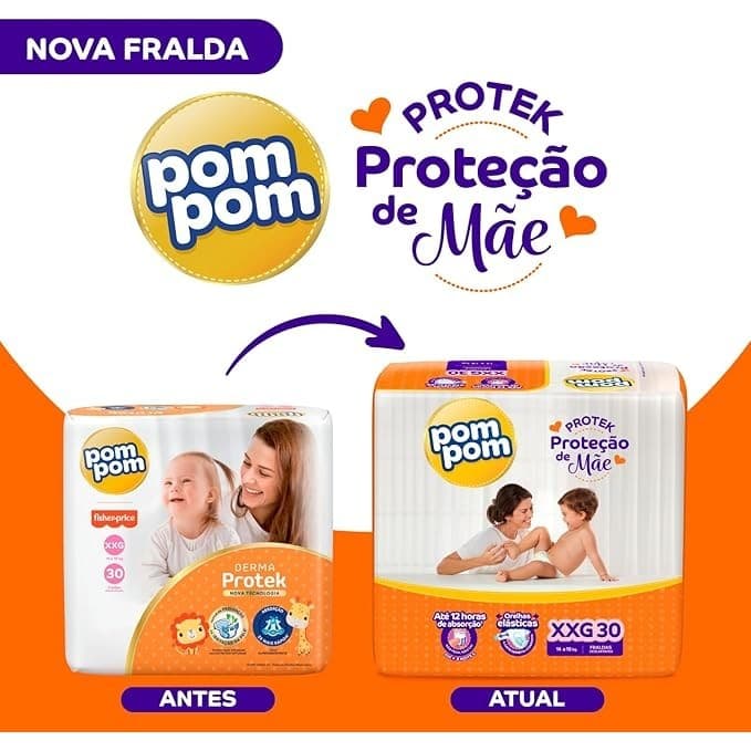 Pom Pom Protek Proteção de Mãe M 28 Fraldas Jumbo