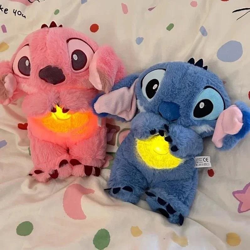 Steppie de brinquedo de pelúcia respirável com luzes relaxantes ajuda a dormir - (respirar com passo de som relaxante)