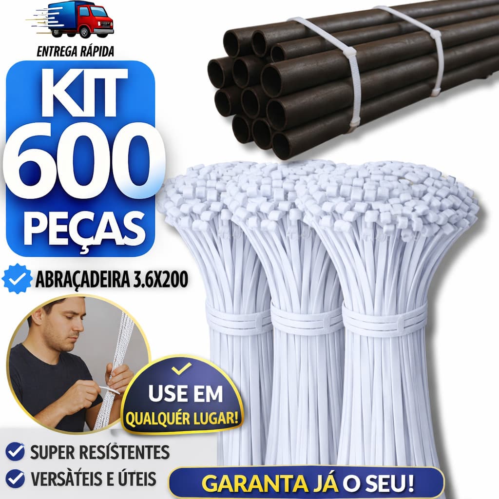 Conjunto Abraçadeiras Nylon Resistente Amarração Cinta Plástica Hellermann 3.6x200mm  Abraçadeira