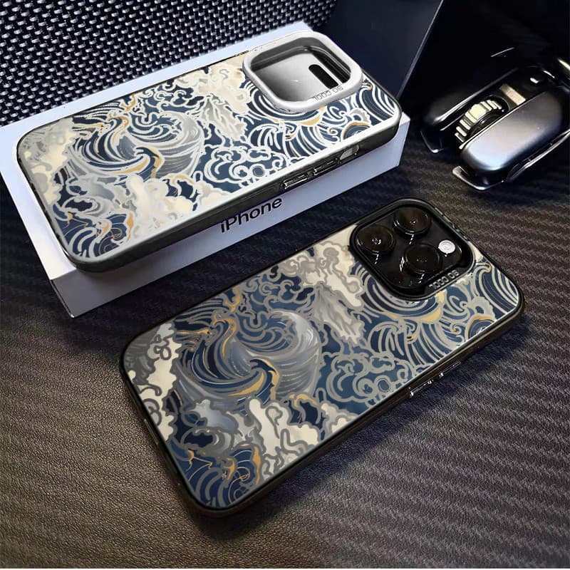 Capa De Telefone Com Ondas Retrô Para iPhone xs max xr 7 8 11 12 13 14 15 16 17 pro plus