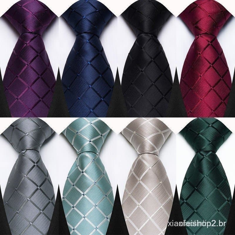 Moda 8CM Gravatas Masculinas Xadrez E Listrado Formal Clássico Vestido Gravata Corbatas De Negócios Jacquard Tecido Para