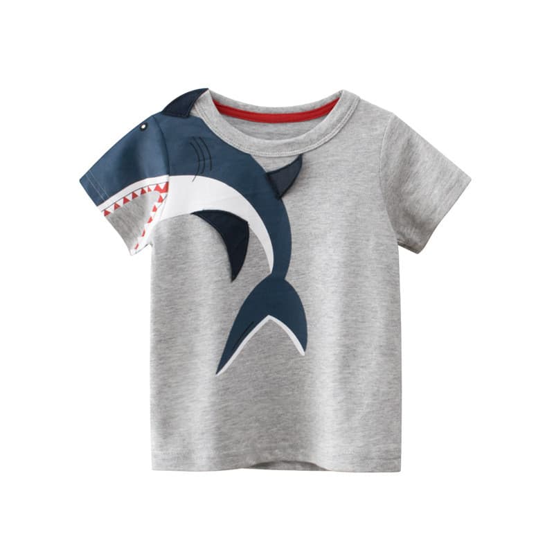 Meninos puro algodão de manga curta camiseta verão roupas infantis crianças bebê em torno do pescoço estilo ocidental to