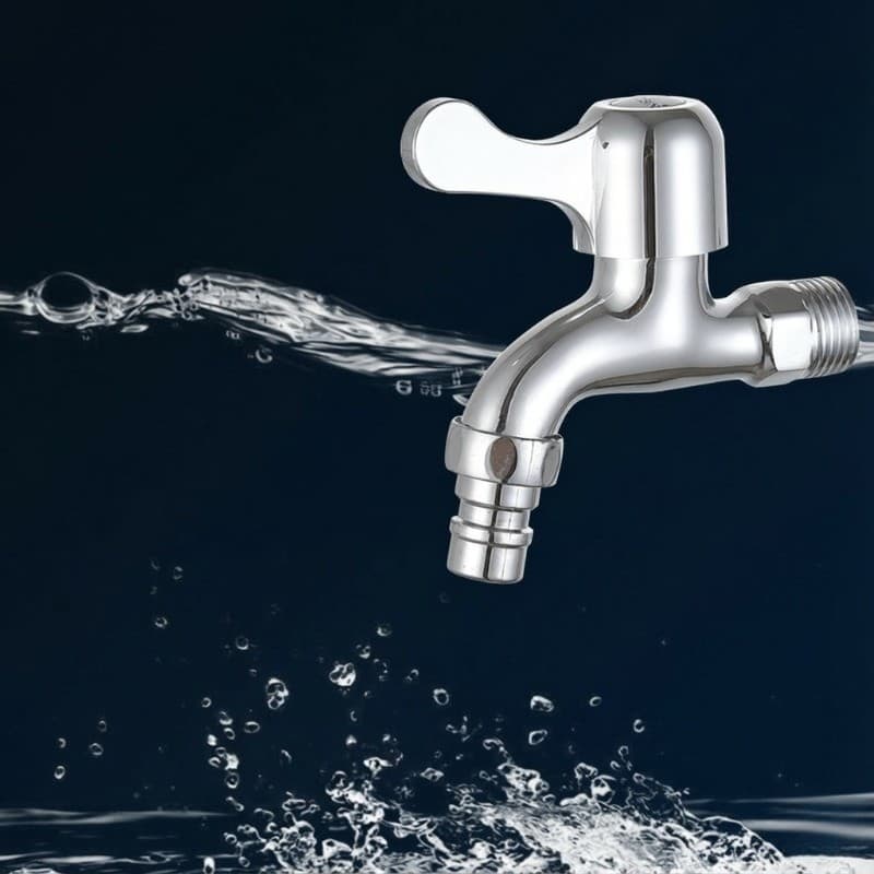 Torneira de piscina com esfregão para piscina de jardim na parede cromada, 1/4 de volta
