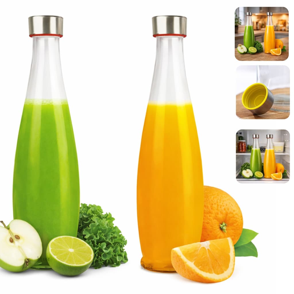 2 Garrafa De Leite Geladeira Água Suco vidro inox VEDADO 1L