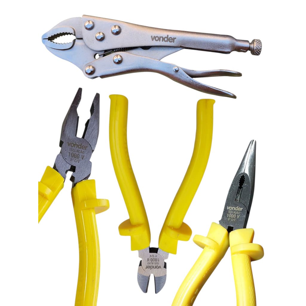 kit Alicate Vonder - Pressão 7 Universal 8 Corte 6 Bico 6
