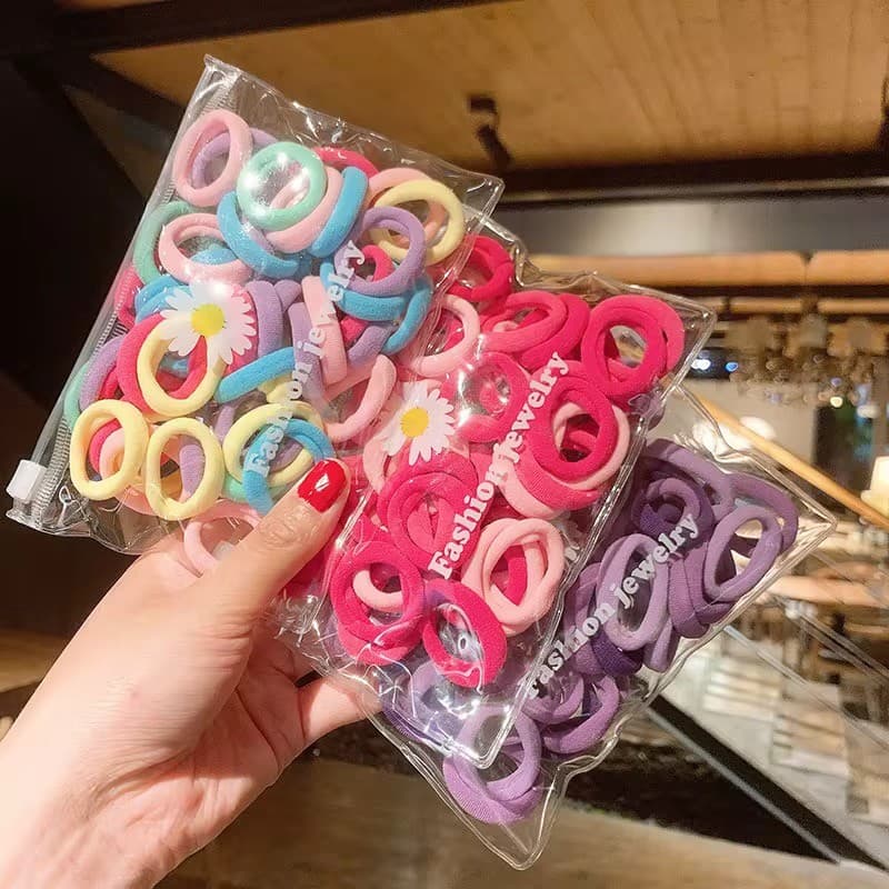 Kit Elásticos de Cabelo Coloridos 🌈 30+ Unidades | Perfeito para Looks do Dia a Dia e Penteados Fofos