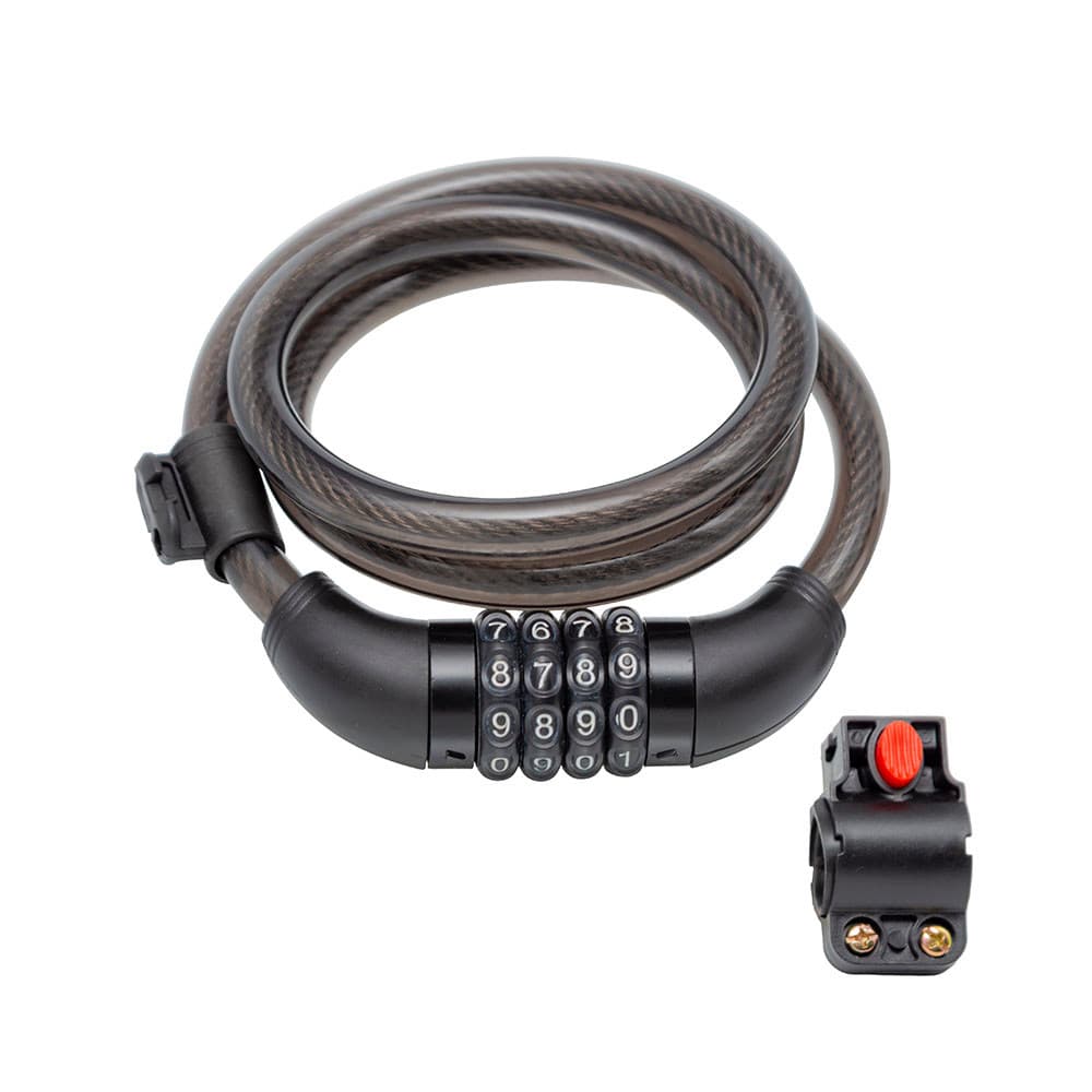 Cadeado espiral 12mm x 1m segredo preto com suporte