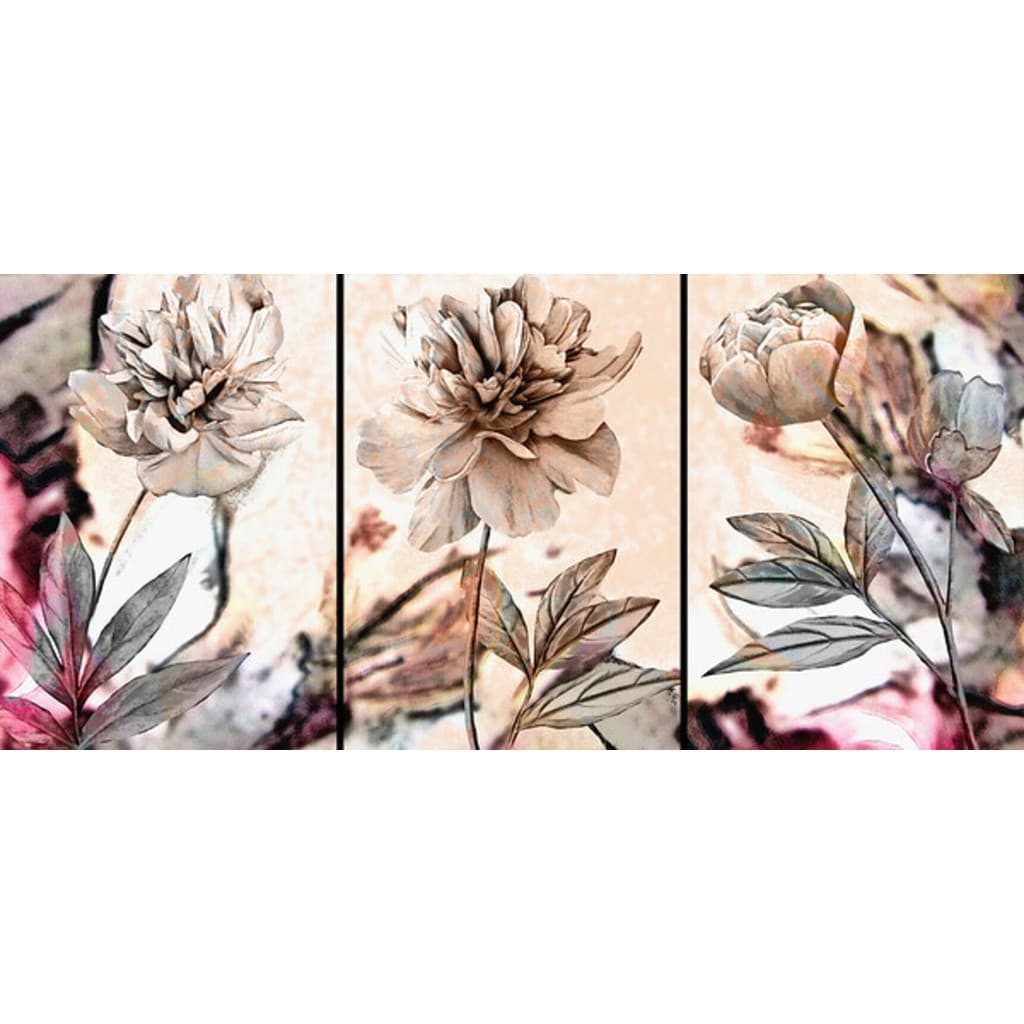 Quadro Decorativo Flores Amarelas Românticas 3 Peças Floral Sala