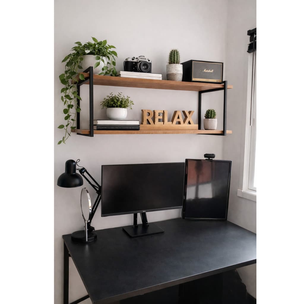 Kit 2 Suportes Prateleira Estilo Industrial Decor 42cmx34cm Nicho Decoração Chique