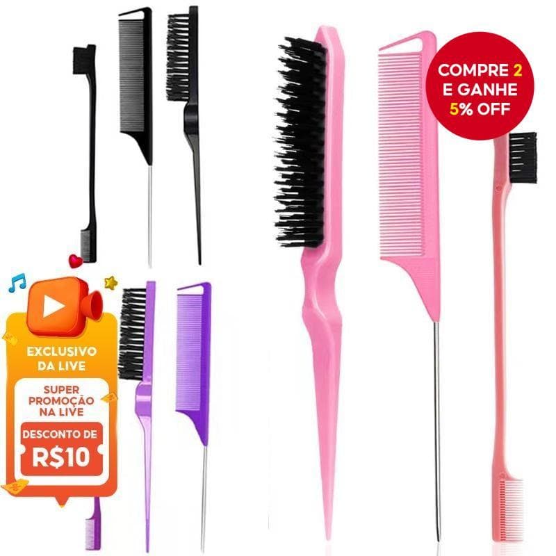 Escova De Cabelo 3 Unidades/Conjunto Com Pente De Cauda De Mouse-Adição Perfeita À Rotina De Cuidados O